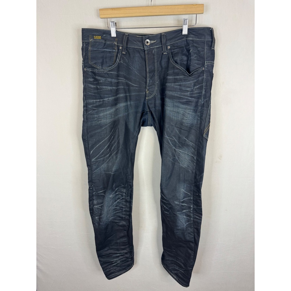 G-Star Raw A-Crotch Tapered Dark Wash Indigo Denim Jeans Mens 34x32
